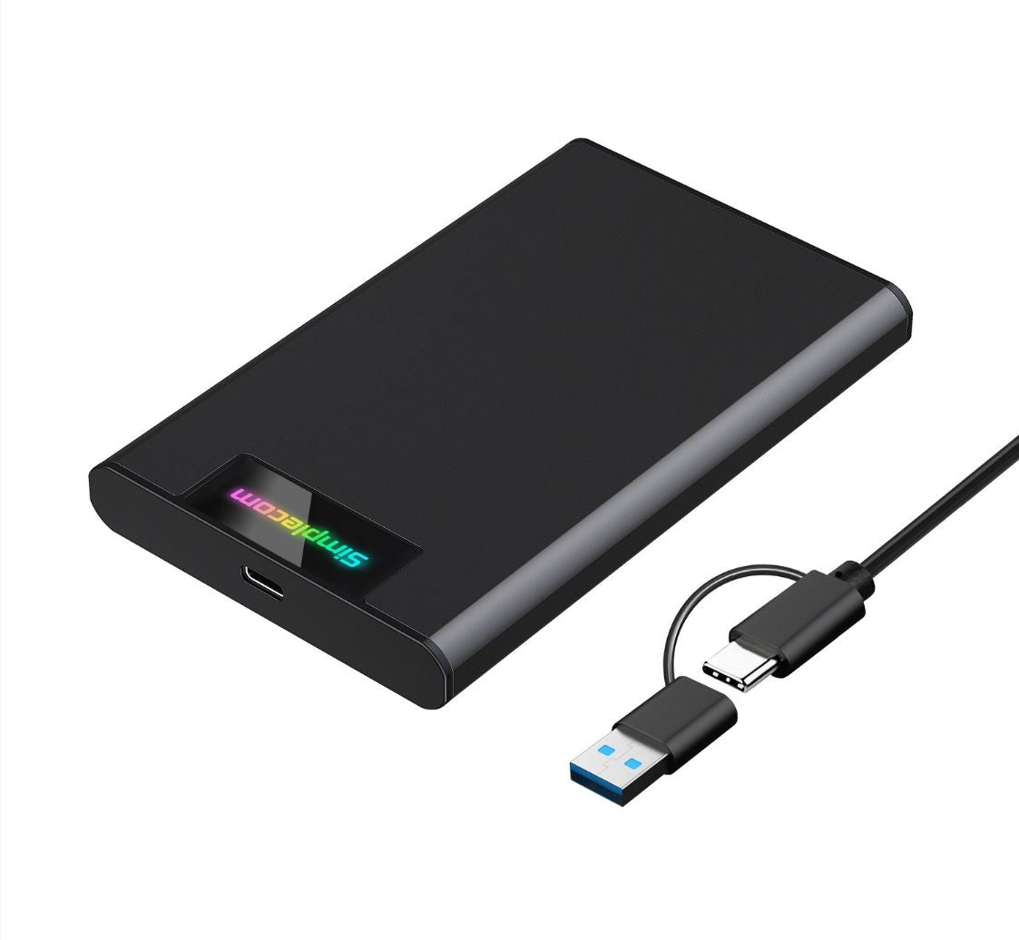 Simplecom SE239 Tool-free 2.5' SATA HDD SSD to USB-C Enclosure with RGB Lights USB 3.2 Gen 2 2 interface, utilize full speed of SATA SSD up to 6Gbps Simplecom SE239 Tool-free 2.5' SATA HDD SSD to USB-C Enclosure with RGB Lights USB 3.2 Gen 2 2 interface, utilize full speed of SATA SSD up to 6Gbps